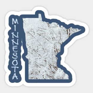 Minnesota Winter State Map with Snow-covered Trees Sticker